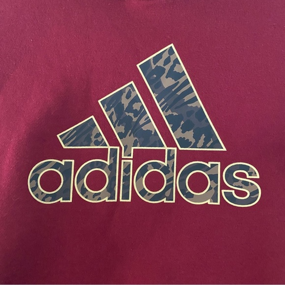 Adidas Dark Red Leopard Inlay Badge Of Sport Hooded Sweatshirt - Picture 4 of 4